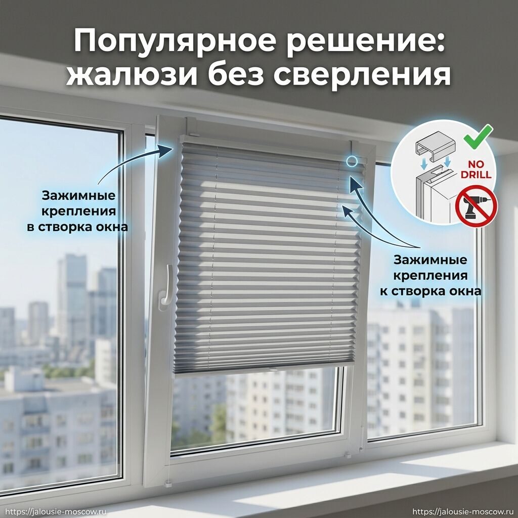 Жалюзи без сверления в арендованной квартире