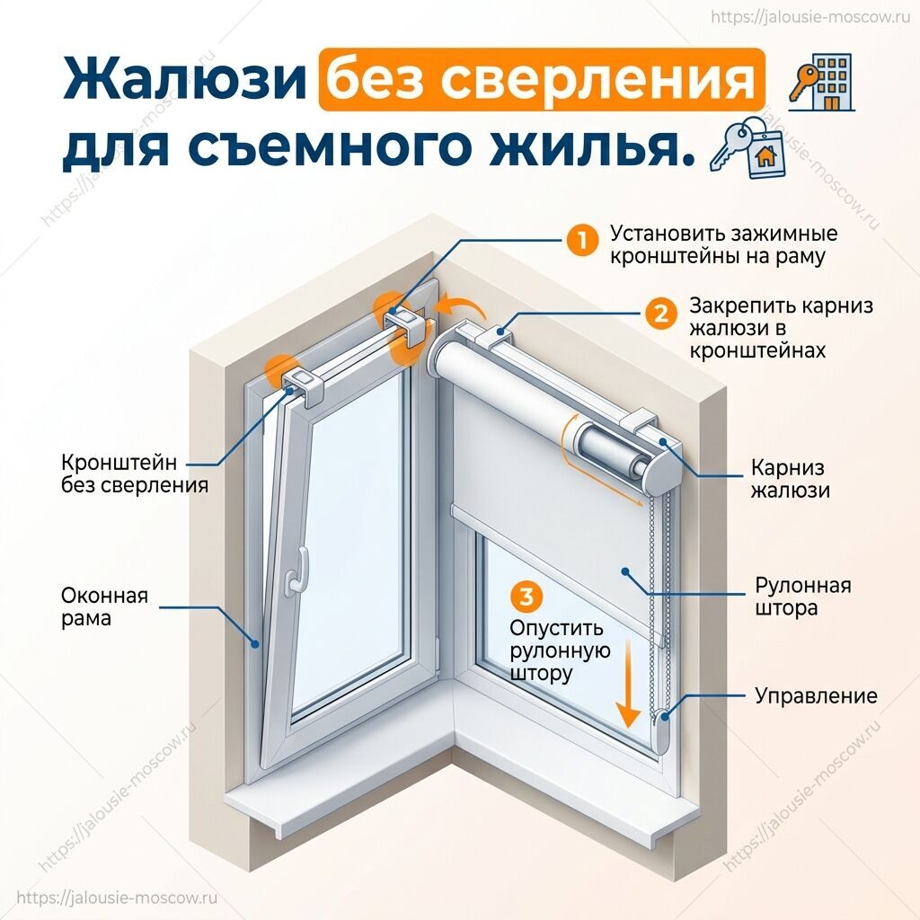 Современные жалюзи без сверления с автоматизацией