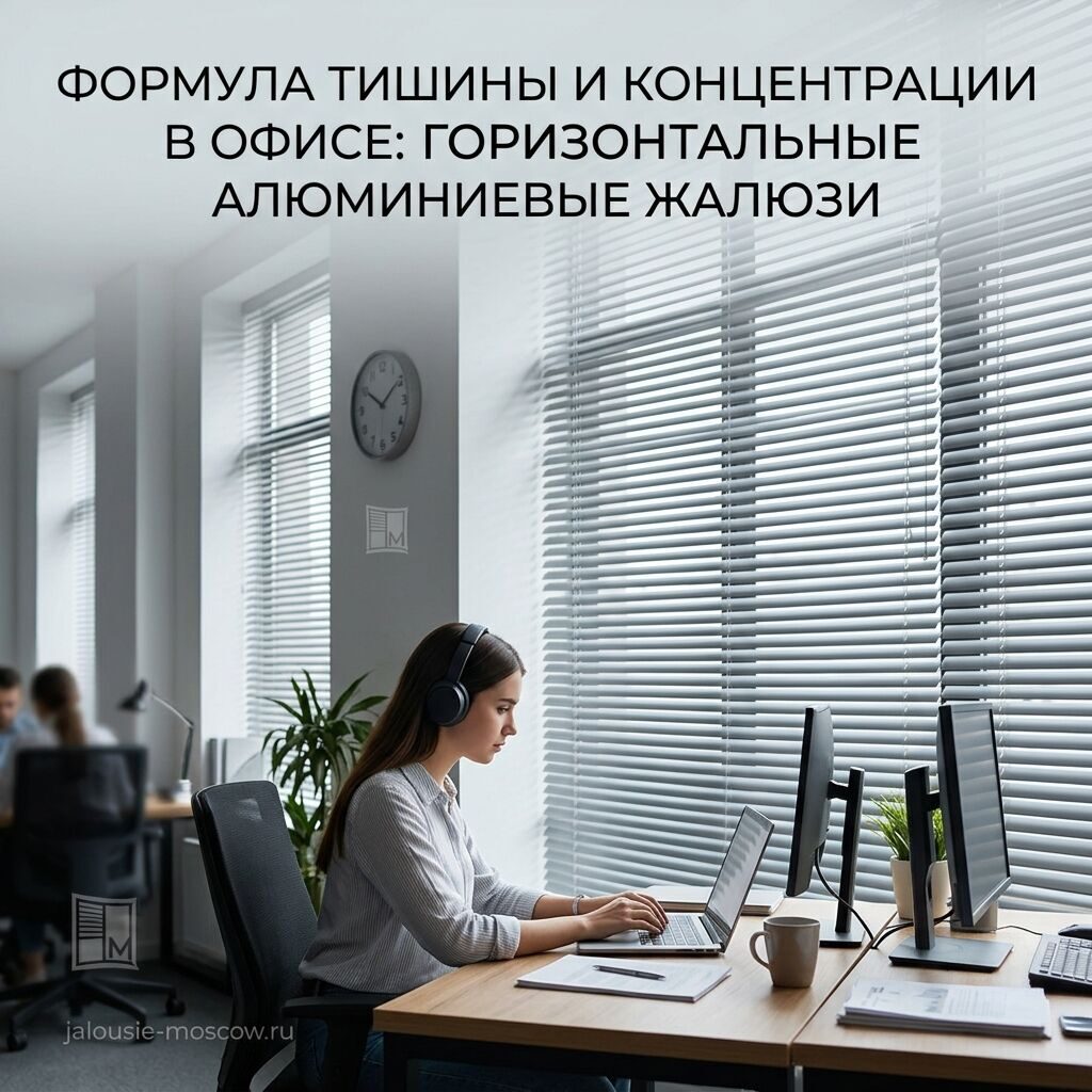 Формула тишины и концентрации в кабинете — горизонтальные алюминиевые жалюзи