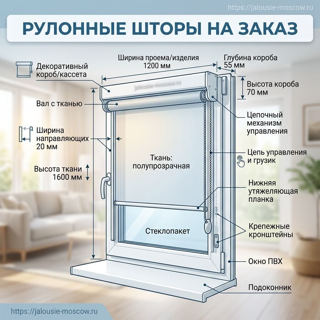 рулонные шторы монтаж и установка