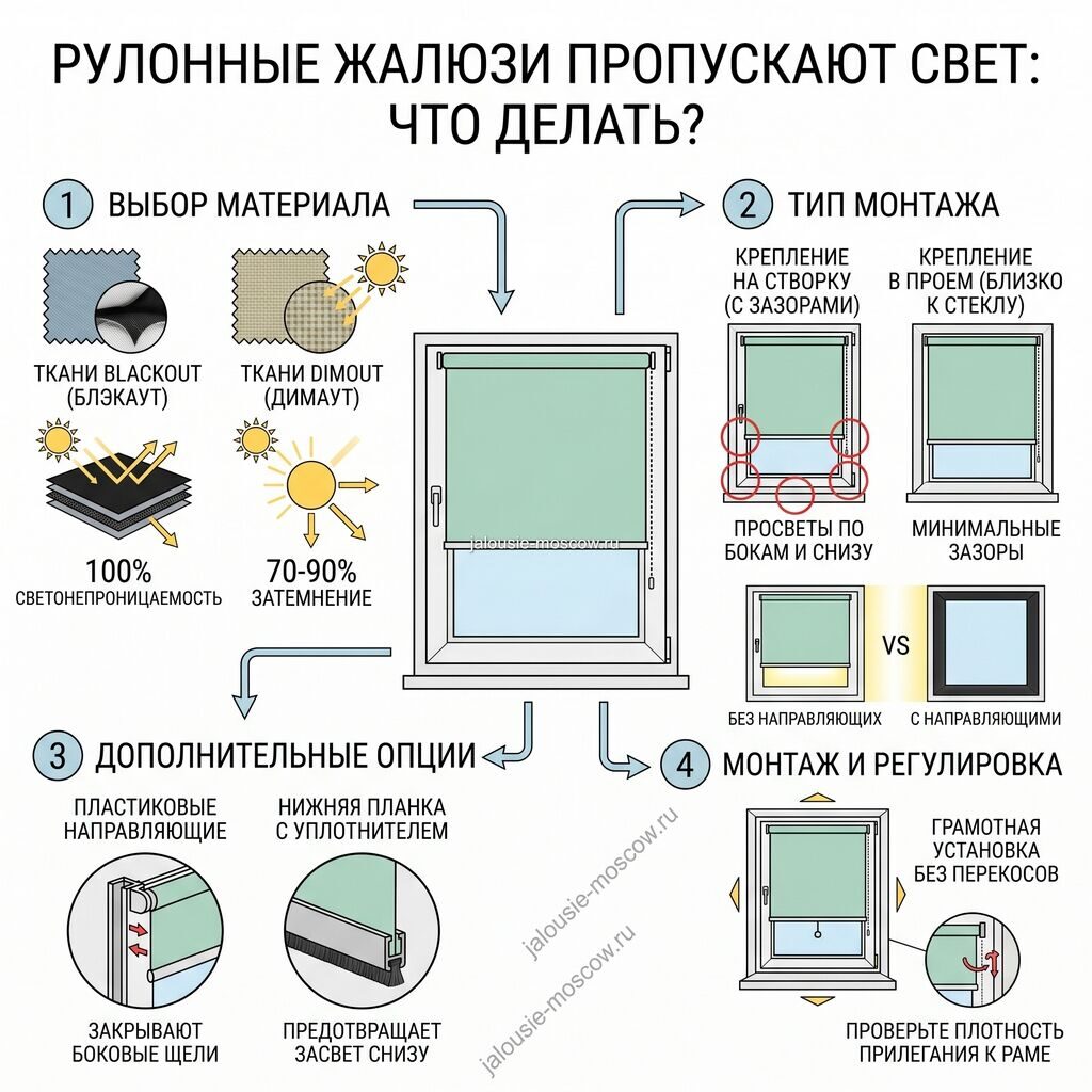 Рулонные жалюзи пропускают свет что делать