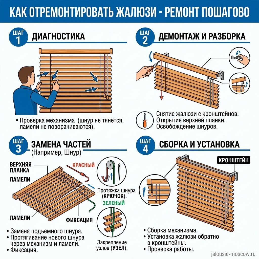 Как отремонтировать жалюзи - ремонт пошагово
