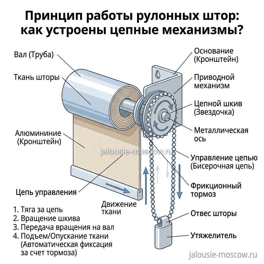 Принцип работы рулонных штор