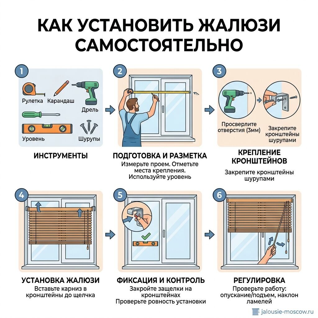 как установить жалюзи самостоятельно