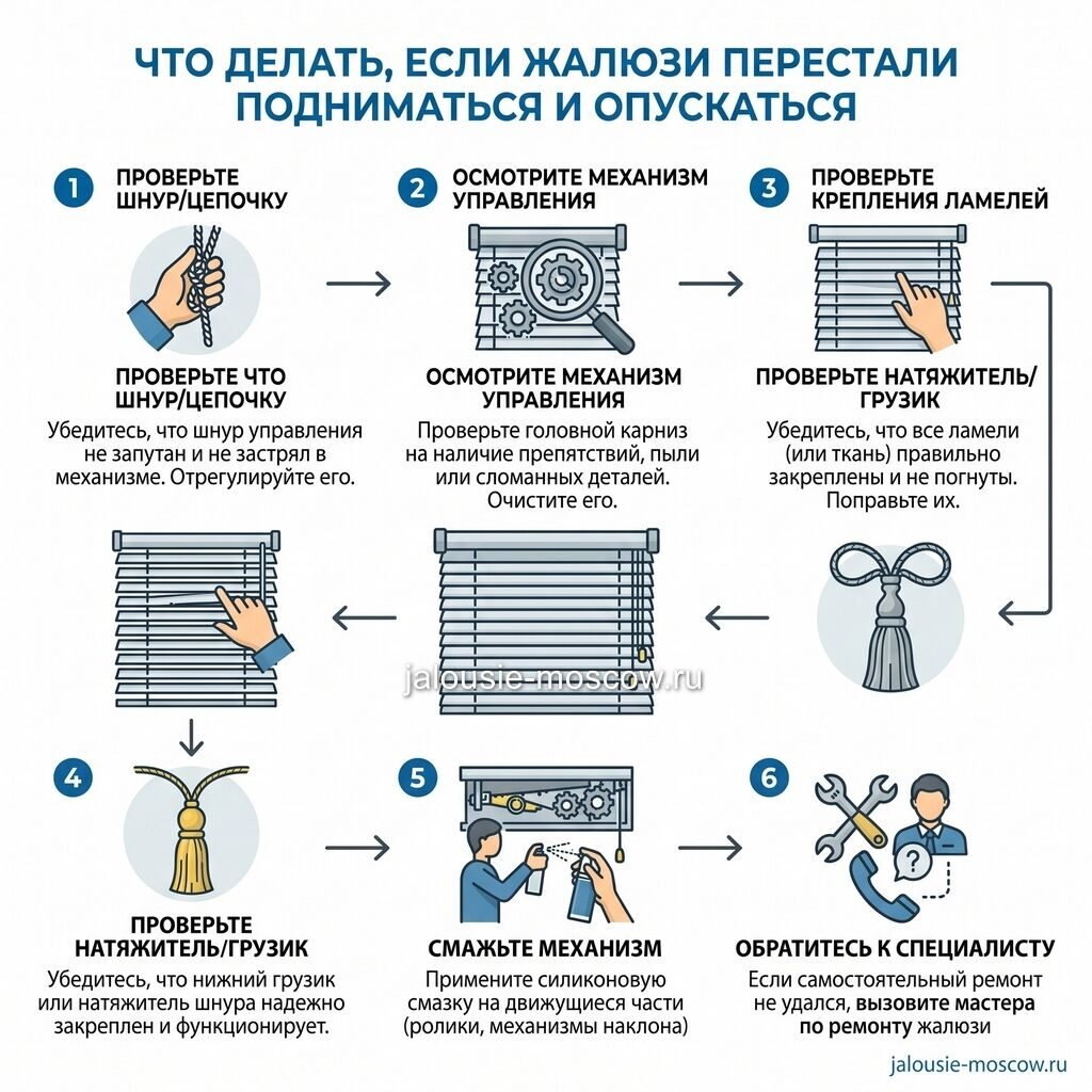 Что делать если жалюзи перестали подниматься и опускаться